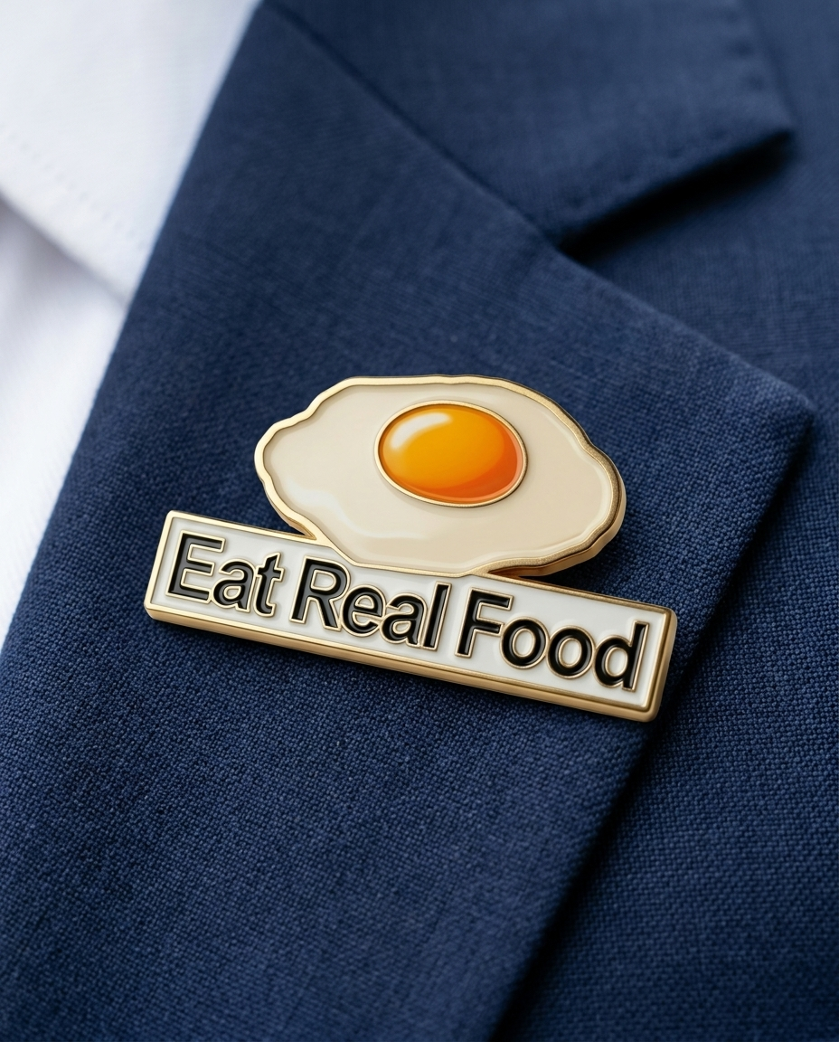 Eat Real Food Egg Lapel Pin