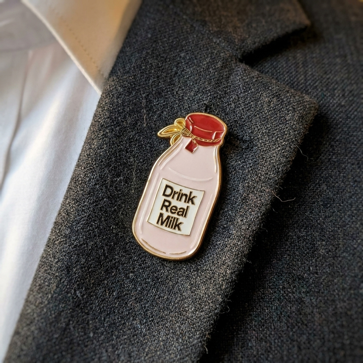 Drink Real Milk Lapel Pin