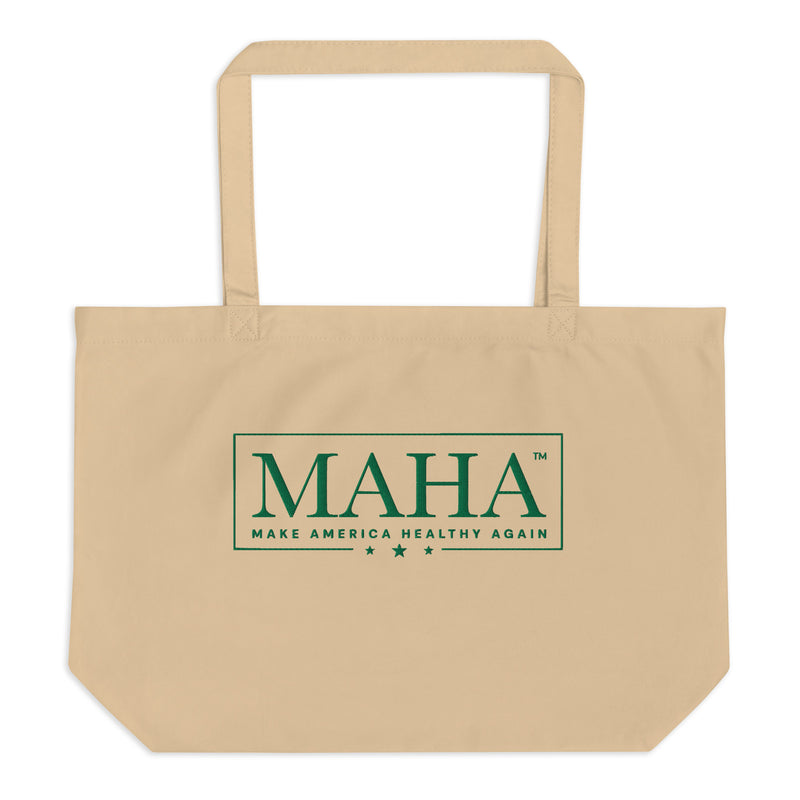 MAHA™ Stars Embroidered Large Organic Tote Bag — embroidered, organic cotton