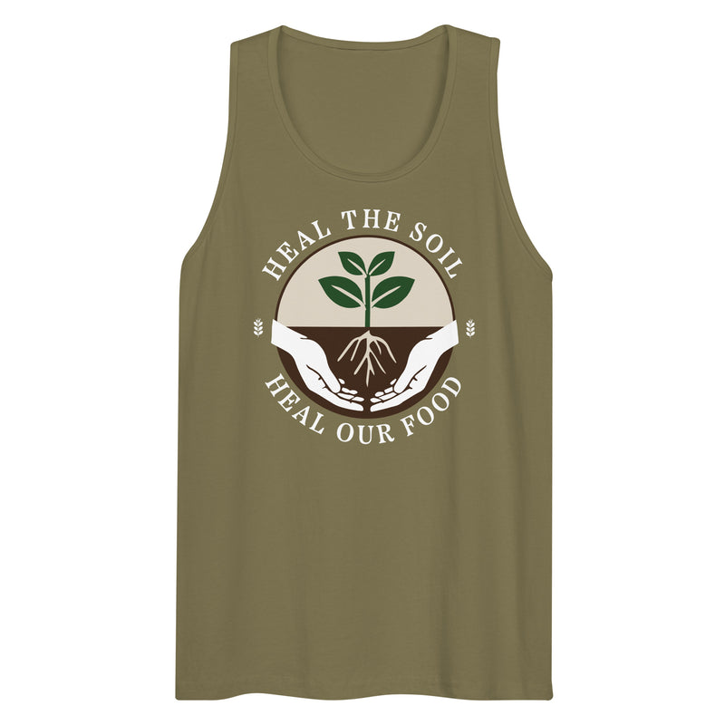 Heal the Soil Men’s Tank Top — in Military Green