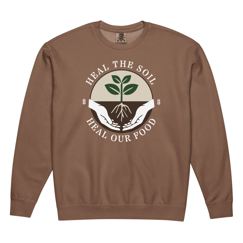 Heal the Soil Unisex Lightweight Crewneck Sweatshirt — in Espresso