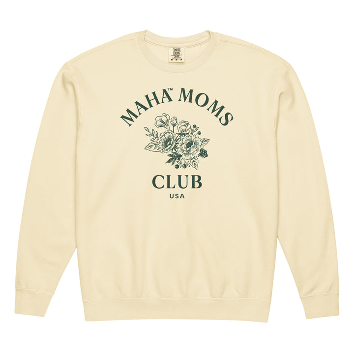 MAHA™ Moms Club Flowers Lightweight Crewneck Sweatshirt — in Ivory
