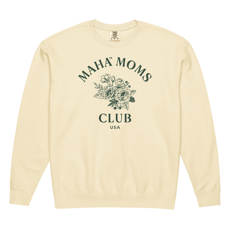 MAHA™ Moms Club Flowers Lightweight Crewneck Sweatshirt — in Ivory