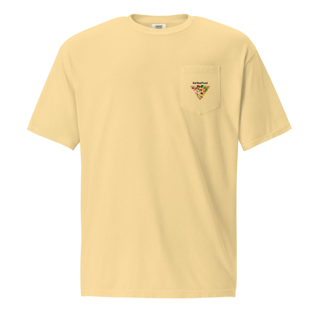 Eat Real Food Pyramid Unisex Pocket Tee — cotton t-shirt