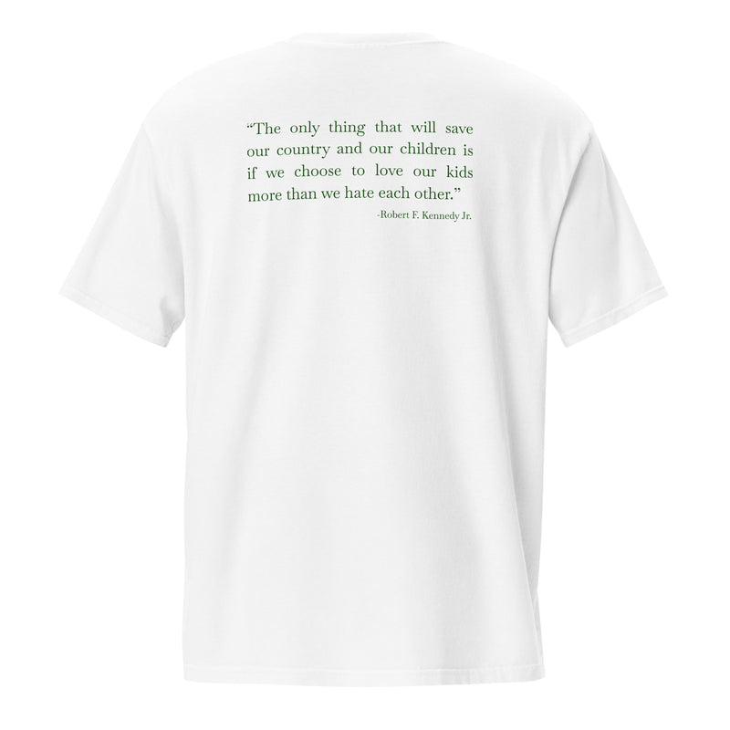 Love Our Kids Unisex Garment-Dyed Pocket Tee — in White