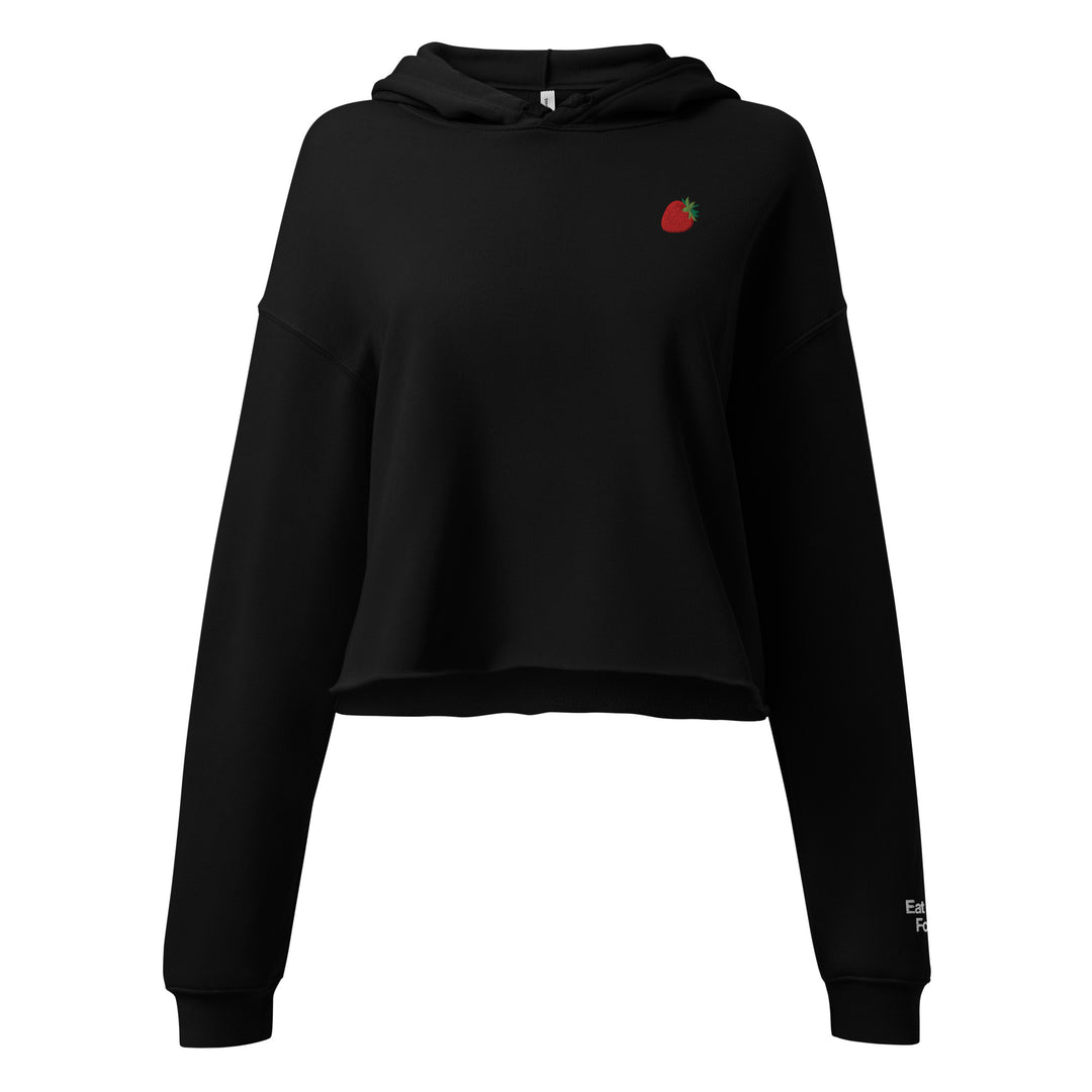 Eat Real Food Embroidered Strawberry Crop Hoodie
