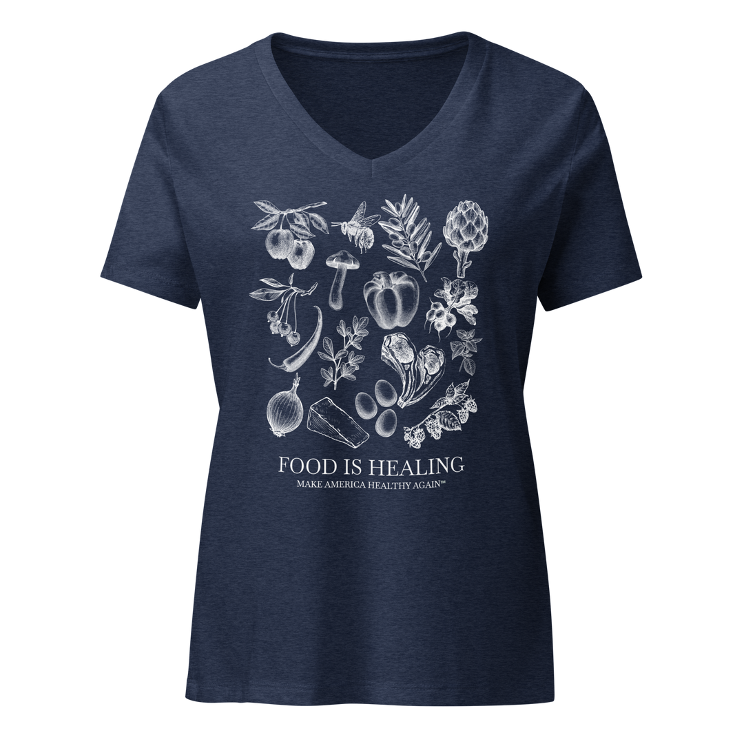 Food Is Healing Women’s Relaxed V-Neck Tee